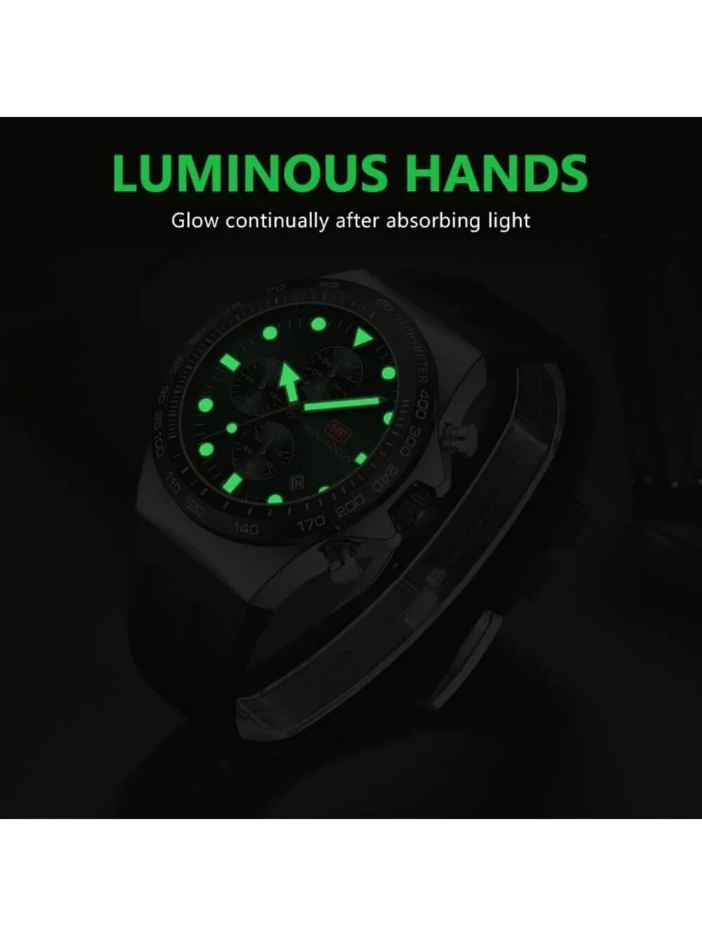 Men's Silver And Green Analog Quartz Waterproof Chronograph Stylish Casual Watch